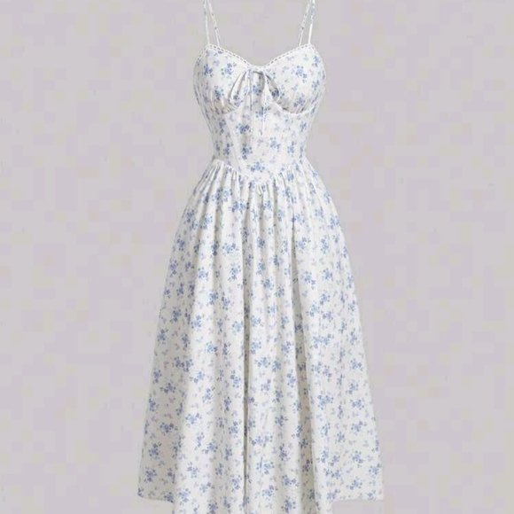 SHEIN Blue and White Floral Maxi Dress - Picture 1 of 3